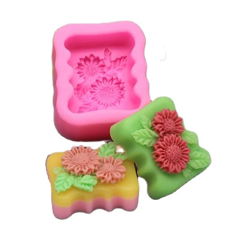 Soap Making Homemade - ثلاثية الأبعاد زهرة مربعة سيليكون قالب