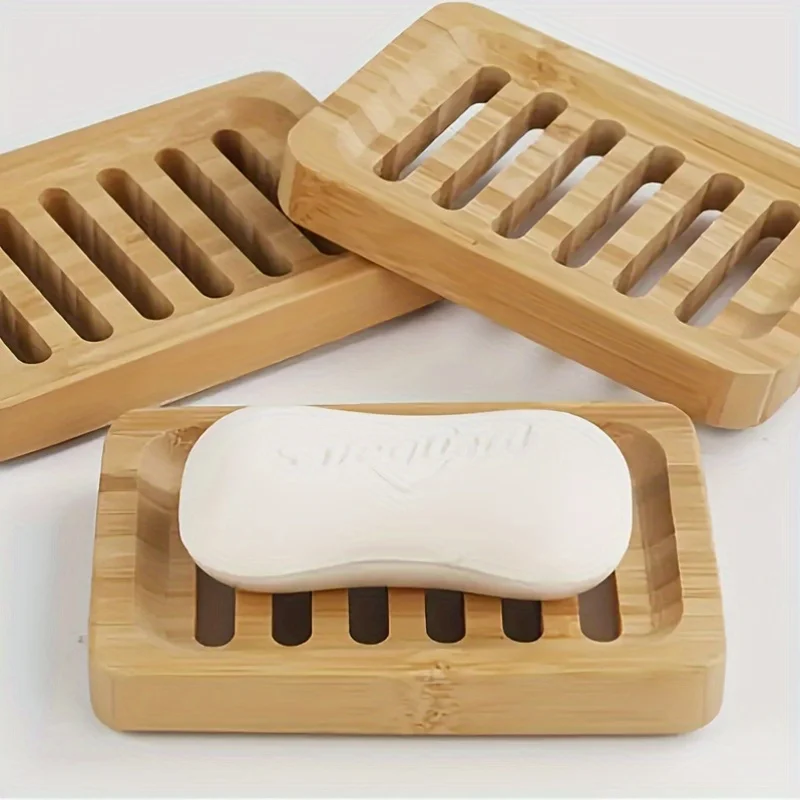 Soap Dish Draining - علبة الخيزران خشبية منع العفن استنزاف