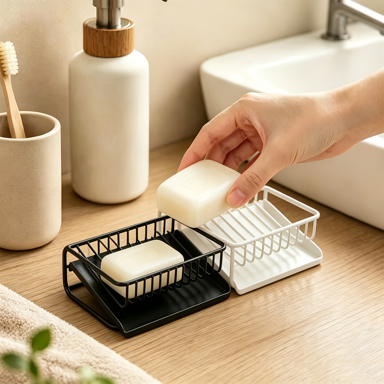 Soap Dish Draining - حامل صابون بلاستيكي قطعة واحدة مع